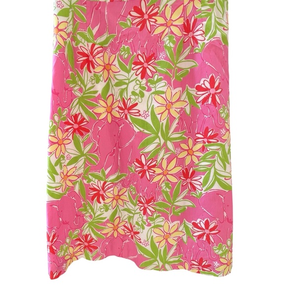 Lilly Pulitzer Pink & Kelly Green Tropical Elephant Sundress Sz- 10 - Picture 5 of 15